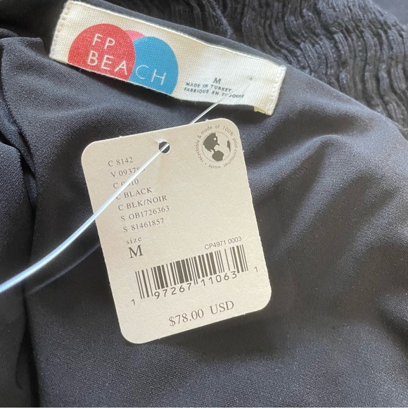 Free People Eleni Bodycon Maxi Dress Size M Black Smocked Side Slit - Picture 11 of 14